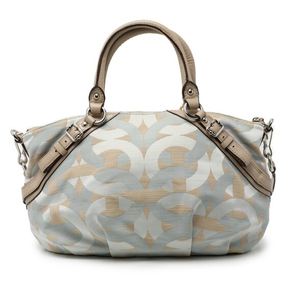 COACH Madison Shantung Sophia Satin Leather Shoulder Bag Purse Silver Bay Mist - Picture 9 of 15